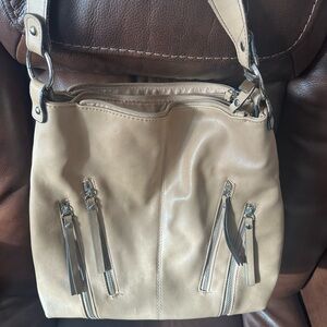 Trendy Tan/Cream Shoulder Bag by Bueno